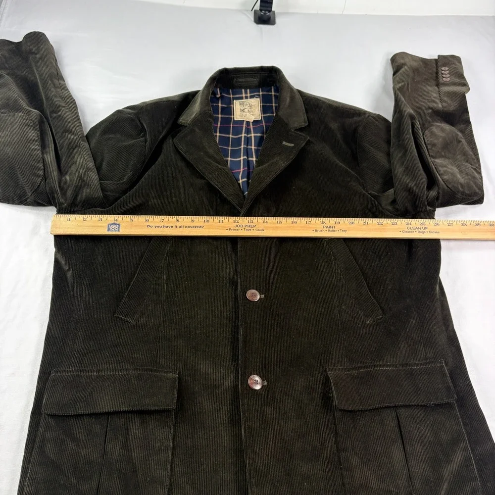 Brooks Brothers Corduroy Blazer Mens XL Green Jacket Plaid Lined Elbow Patch